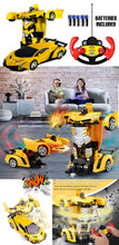 Load image into Gallery viewer, Yellow Transformer Remote Control Car - Transforms From Robot To Car And Back
